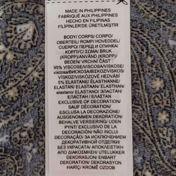 Lauren Ralph Lauren Fitted Paisley Knit Turtleneck Top Size XL Blue Multi Preppy - Picture 5 of 8